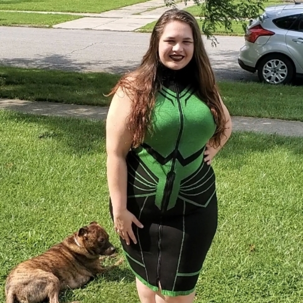 Elhoffer Marvelous Goddess of Death Zipper Sheath Dress 3XL Genuine Rare Retired - Picture 9 of 16